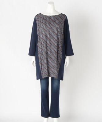 【SALE（伊勢丹）】＜サブストリート マイスタンダード/SAB STREET MY STANDARD＞ 大きいサイズ ナナメ花柄カットワンピース(33-36-7845)(クローバープラス) ネイビー(43) 【三越・伊勢丹/公式】