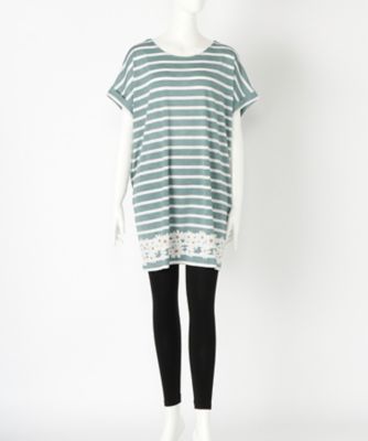 【SALE（伊勢丹）】＜サブストリート マイスタンダード/SAB STREET MY STANDARD＞ 大きいサイズ ボーダーフラワーチュニックワンピース(33-36-7855)(クローバー) グリーン(64) 【三越・伊勢丹/公式】