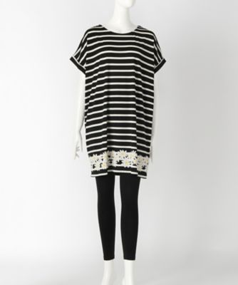 【SALE（伊勢丹）】＜サブストリート マイスタンダード/SAB STREET MY STANDARD＞ 大きいサイズ ボーダーフラワーチュニックワンピース(33-36-7855)(クローバー) クロ(04) 【三越・伊勢丹/公式】