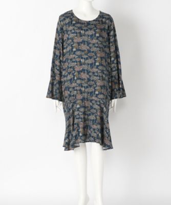 【SALE（伊勢丹）】＜サブストリート マイスタンダード/SAB STREET MY STANDARD＞ 大きいサイズ 袖フリルボタニカルプリントワンピース(33-30-7853)(クローバー) ネイビー(43) 【三越・伊勢丹/公式】