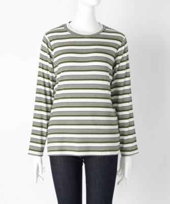 【SALE（伊勢丹）】＜サブストリート マイスタンダード/SAB STREET MY STANDARD＞ 大きいサイズ マルチボーダーカット アンド ソーン(33-61-0495)(クローバープラス) ミドリ(66) 【三越・伊勢丹/公式】