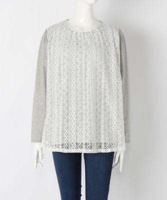 【SALE（伊勢丹）】＜サブストリート マイスタンダード/SAB STREET MY STANDARD＞ 大きいサイズ チュールカット アンド ソーン(33-61-0490)(クローバー) 杢グレー(10) 【三越・伊勢丹/公式】