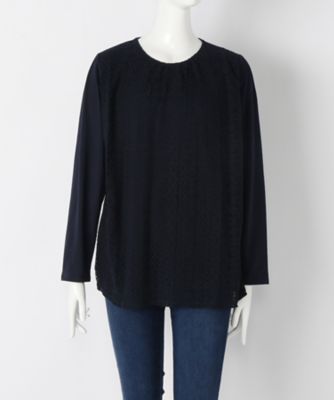 【SALE（伊勢丹）】＜サブストリート マイスタンダード/SAB STREET MY STANDARD＞ 大きいサイズ チュールカット アンド ソーン(33-61-0490)(クローバー) ネイビー(40) 【三越・伊勢丹/公式】