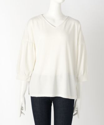 【SALE（伊勢丹）】＜サブストリート マイスタンダード/SAB STREET MY STANDARD＞ 大きいサイズ Vネックカット アンド ソーン(33-61-0492)(クローバー) シロ(01) 【三越・伊勢丹/公式】