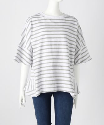 【SALE（伊勢丹）】＜サブストリート マイスタンダード/SAB STREET MY STANDARD＞ 大きいサイズ ボーダーカット アンド ソーン(33-64-0453)(クローバー) グレー(16) 【三越・伊勢丹/公式】