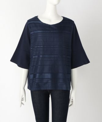 【SALE（伊勢丹）】＜サブストリート マイスタンダード/SAB STREET MY STANDARD＞ 大きいサイズ レースx天竺カット アンド ソーン(33-64-0496)(クローバー) ネイビー(40) 【三越・伊勢丹/公式】