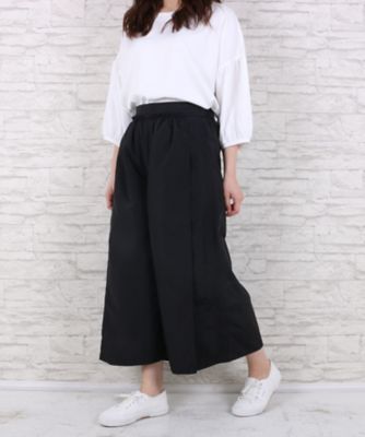 【SALE（伊勢丹）】＜サブストリート マイスタンダード/SAB STREET MY STANDARD＞ 大きいサイズ ナイロンタッサーギャザーフレアワイドパンツ(33-12-9457)(クローバー) ブラック(00) 【三越・伊勢丹/公式】