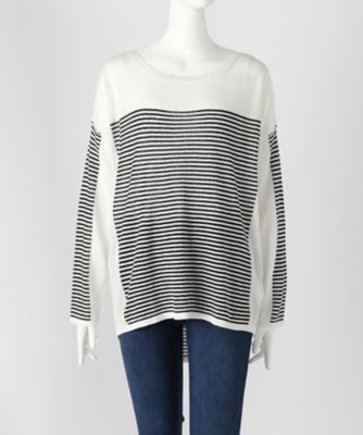 【SALE（伊勢丹）】＜サブストリート マイスタンダード/SAB STREET MY STANDARD＞ 大きいサイズ <CHARLI>ボーダーニット(33-51-0292)(クローバー) クロｘシロ(04) 【三越・伊勢丹/公式】