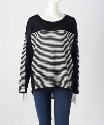 【SALE（伊勢丹）】＜サブストリート マイスタンダード/SAB STREET MY STANDARD＞ 大きいサイズ <CHARLI>ボーダーニット(33-51-0292)(クローバー) ネイビー(44) 【三越・伊勢丹/公式】