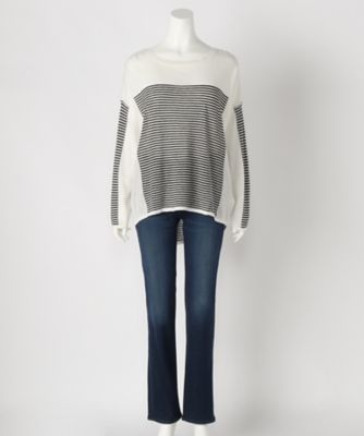 【SALE（伊勢丹）】＜サブストリート マイスタンダード/SAB STREET MY STANDARD＞ 大きいサイズ <CHARLI>ボーダーニットプルオーバー(33-51-0293)(クローバープラス) オフ(04) 【三越・伊勢丹/公式】