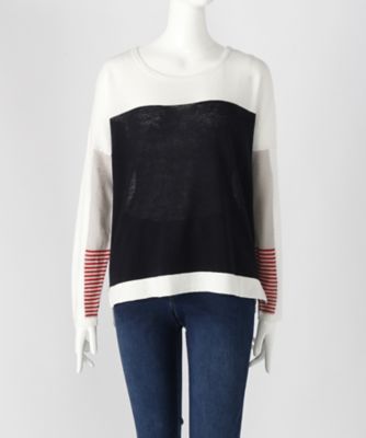 【SALE（伊勢丹）】＜サブストリート マイスタンダード/SAB STREET MY STANDARD＞ 大きいサイズ <CHARLI>バイカラーニット(33-51-0294)(クローバー) シロ(01) 【三越・伊勢丹/公式】