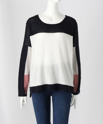 【SALE（伊勢丹）】＜サブストリート マイスタンダード/SAB STREET MY STANDARD＞ 大きいサイズ <CHARLI>バイカラーニット(33-51-0294)(クローバー) ネイビー(40) 【三越・伊勢丹/公式】