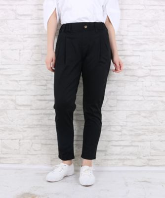 ＜サブストリート マイスタンダード/SAB STREET MY STANDARD＞ 大きいサイズ 綿サテンタックパンツ(33-16-9505)(クローバー) ブラック(00) 【三越・伊勢丹/公式】