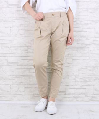 ＜サブストリート マイスタンダード/SAB STREET MY STANDARD＞ 大きいサイズ 綿サテンタックパンツ(33-16-9505)(クローバー) ベージュ(22) 【三越・伊勢丹/公式】
