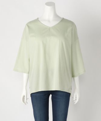【SALE（伊勢丹）】＜サブストリート マイスタンダード/SAB STREET MY STANDARD＞ 大きいサイズ Vネックコットンカット アンド ソーン(33-64-0471)(クローバープラス) グリーン(62) 【三越・伊勢丹/公式】