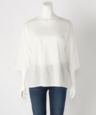 【SALE（伊勢丹）】＜サブストリート マイスタンダード/SAB STREET MY STANDARD＞ 大きいサイズ Vネックコットンカット アンド ソーン(33-64-0471)(クローバープラス) アイボリー(01) 【三越・伊勢丹/公式】