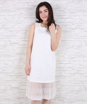 ＜サブストリート マイスタンダード/SAB STREET MY STANDARD＞ 大きいサイズ 裾レースインナータンクワンピース(33-36-7883)(クローバー) オフホワイト(01) 【三越・伊勢丹/公式】