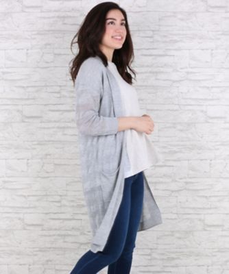 【SALE（伊勢丹）】＜サブストリート マイスタンダード/SAB STREET MY STANDARD＞ 大きいサイズ 麻混着流しライトカーディガン(33-50-0344)(クローバー) グレー(10) 【三越・伊勢丹/公式】