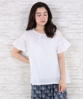 【SALE（伊勢丹）】＜サブストリート マイスタンダード/SAB STREET MY STANDARD＞ 大きいサイズ 袖フリルブラウス(33-03-5709)(クローバー) オフホワイト(01) 【三越・伊勢丹/公式】