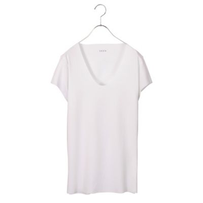 ＜シーク/SEEK＞ 年間素材/Uネックシャツ/ビズポロ用/汗ジミ防止/袖短め(EE2715) 白 【三越・伊勢丹/公式】