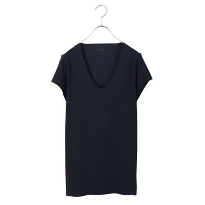 ＜シーク/SEEK＞ 年間素材/Uネックシャツ/ビズポロ用/汗ジミ防止/袖短め(EE2715) ネイビー 【三越・伊勢丹/公式】
