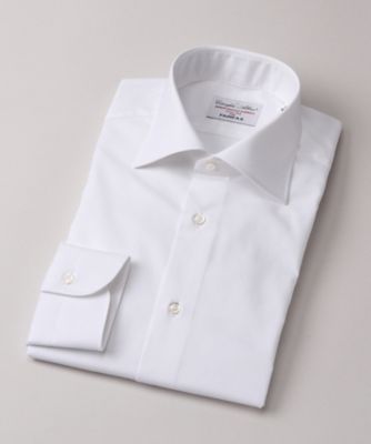 ＜フェアファクス/FAIRFAX＞ ワイドカラー/ツイル生地/長袖ドレスシャツ(N3002) 白 【三越・伊勢丹/公式】