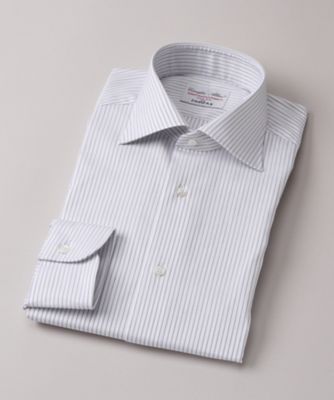 ＜フェアファクス/FAIRFAX＞ ワイドカラー/ストライプ柄/長袖ドレスシャツ(N3006) ラベンダー 【三越・伊勢丹/公式】