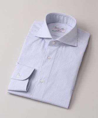 ＜フェアファクス/FAIRFAX＞ カッタウェイカラー/ストライプ柄/長袖ドレスシャツ(N3504) サックス 【三越・伊勢丹/公式】