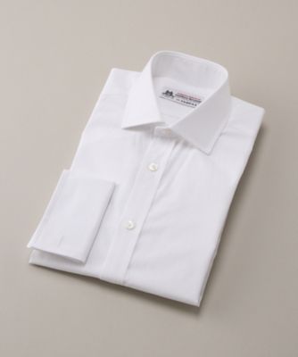 ＜フェアファクス/FAIRFAX＞ ブリティッシュワイドカラー/ブロード生地/長袖ドレスシャツ/ダブルカフス(N3500W) 【三越・伊勢丹/公式】