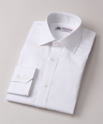 ＜フェアファクス/FAIRFAX＞ ブリッティッシュワイドカラー/ブロード生地/長袖ドレスシャツ(N3500) ホワイト 【三越・伊勢丹/公式】