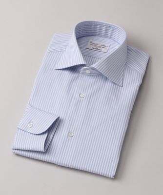 ＜フェアファクス/FAIRFAX＞ ワイドカラー/バスケット織/長袖ドレスシャツ(N4500) 12・ストライプ 【三越・伊勢丹/公式】