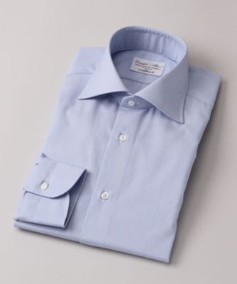 ＜フェアファクス/FAIRFAX＞ ワイドカラー/バスケット織/長袖ドレスシャツ(N4500) 14・サックス 【三越・伊勢丹/公式】