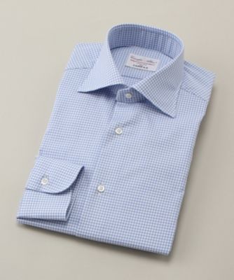 ＜フェアファクス/FAIRFAX＞ ワイドカラー/バスケット織/長袖ドレスシャツ(N4500) 13・チェック 【三越・伊勢丹/公式】