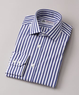 ＜フェアファクス/FAIRFAX＞ ブリティッシュワイドカラー/ロンドンストライプ柄/ドレスシャツ(N4503) ブルー 【三越・伊勢丹/公式】