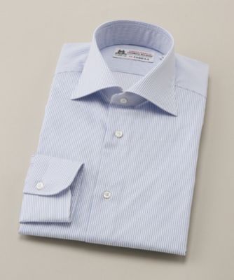 ＜フェアファクス/FAIRFAX＞ ワイドカラー/ストライプ柄/長袖ドレスシャツ(N5002) ブルー 【三越・伊勢丹/公式】