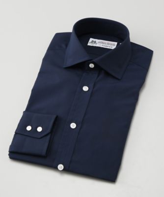 ＜フェアファクス/FAIRFAX＞ ブリッティッシュワイドカラー/ブロード生地/長袖ドレスシャツ(N3500) ネイビー 【三越・伊勢丹/公式】
