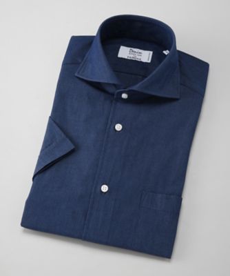 ＜フェアファクス/FAIRFAX＞ カッタウェイカラー/インディゴ染め/半袖ドレスシャツ(6110) インディゴ 【三越・伊勢丹/公式】
