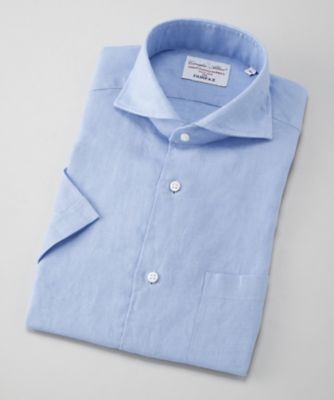 【SALE（三越）】＜フェアファクス/FAIRFAX＞ 【S】カッタウェイカラー/リネンシャツ/ドレスシャツ(6114) サックス 【三越・伊勢丹/公式】
