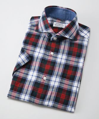 【SALE（伊勢丹）】＜フェアファクス/FAIRFAX＞ 【S】カッタウェイカラー/マドラスチェック/半袖カジュアルシャツ(6104) レッド 【三越・伊勢丹/公式】