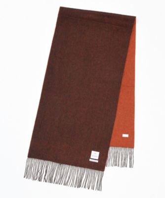 ＜フェアファクス/FAIRFAX＞ 薄手/幅広 カシミヤリバーシブルマフラー(FK1610) オレンジ 【三越・伊勢丹/公式】
