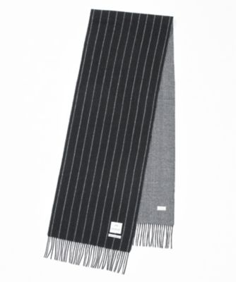 【SALE（三越）】＜フェアファクス/FAIRFAX＞ チョークストライプ カシミヤリバーシブル マフラー(FK1505) ブラック 【三越・伊勢丹/公式】