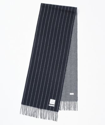 【SALE（三越）】＜フェアファクス/FAIRFAX＞ チョークストライプ カシミヤリバーシブル マフラー(FK1505) ネイビー 【三越・伊勢丹/公式】