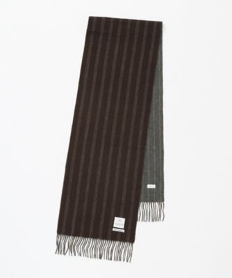 【SALE（三越）】＜フェアファクス/FAIRFAX＞ ドレスストライプ カシミヤリバーシブル マフラー(FK1212) ブラウン 【三越・伊勢丹/公式】