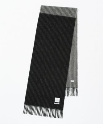【SALE（三越）】＜フェアファクス/FAIRFAX＞ パネル切替 2トーンカシミヤマフラー ストライプ(SE1630) ブラック 【三越・伊勢丹/公式】