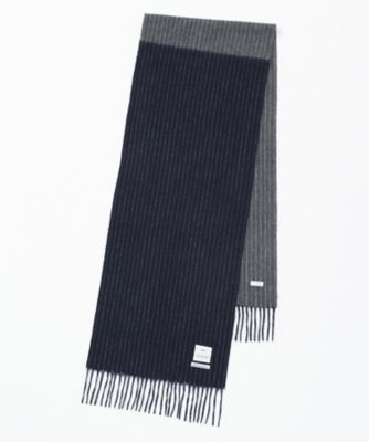 【SALE（三越）】＜フェアファクス/FAIRFAX＞ パネル切替 2トーンカシミヤマフラー ストライプ(SE1630) ネイビー 【三越・伊勢丹/公式】