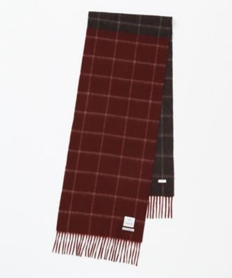 【SALE（三越）】＜フェアファクス/FAIRFAX＞ パネル切替 2トーンカシミヤマフラー チェック(SE1631) ワイン 【三越・伊勢丹/公式】