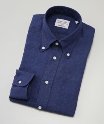 ＜フェアファクス/FAIRFAX＞ BDリネン無地シャツ(7014) 16・ダークブルー 【三越・伊勢丹/公式】
