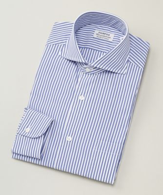 ＜フェアファクス/FAIRFAX＞ 形態安定ブロックストライプシャツ(7158A) サックス 【三越・伊勢丹/公式】