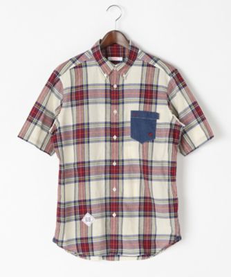 【SALE（伊勢丹）】＜サンシックスティーエイト＞ 【S】インドマドラスチェック半袖シャツ(S7S62SH) 45・レッド 【三越・伊勢丹/公式】