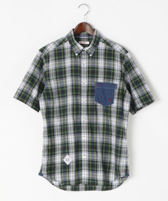 【SALE（伊勢丹）】＜サンシックスティーエイト＞ 【S】インドマドラスチェック半袖シャツ(S7S62SH) 35・グリーン 【三越・伊勢丹/公式】